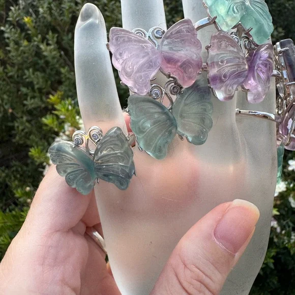 Butterfly Gemstone Rings adjustable 8 available - Picture 2 of 4